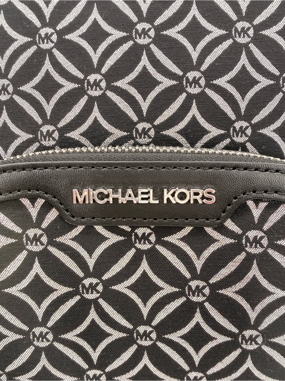 MICHAEL KORS Jaycee Medium Backpack NWT Black White MK Logo Bag - Picture 5 of 13
